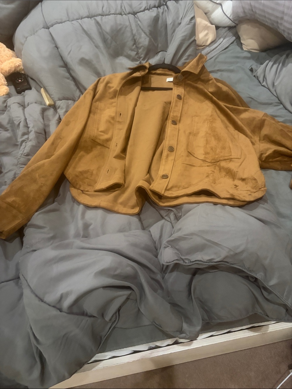 Z Supply Mustard Yellow Suede-Look Button Front Jacket